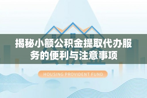 特克斯揭秘小额公积金提取代办服务的便利与注意事项